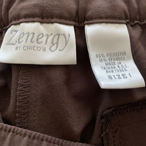 Zenergy By Chico’s Sz 1 Brown Pants Stretch Waist - Picture 3 of 3